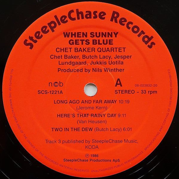 Chet Baker Quartet ~ When Sunny Gets Blue (Vinyl) - Djungel & Jazz