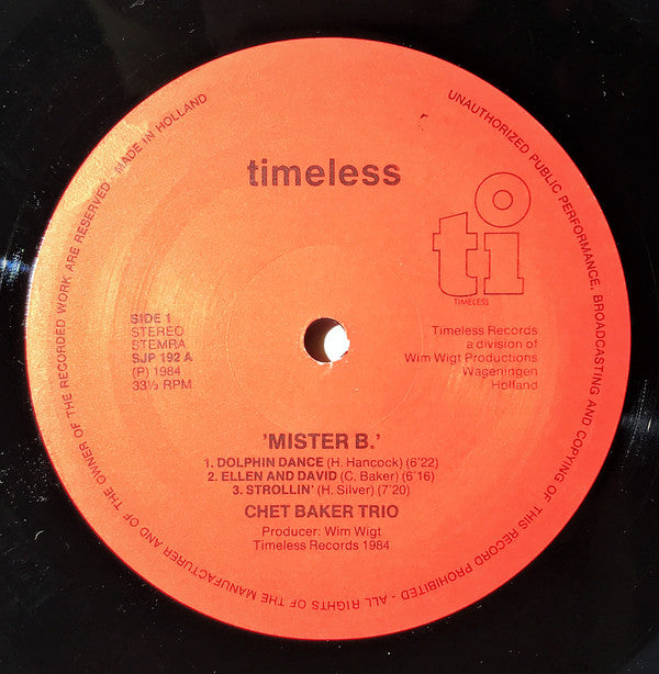 Chet Baker Trio ~ Mr. B. (Vinyl) - Djungel & Jazz