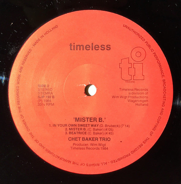Chet Baker Trio : Mr. B (LP, Album)