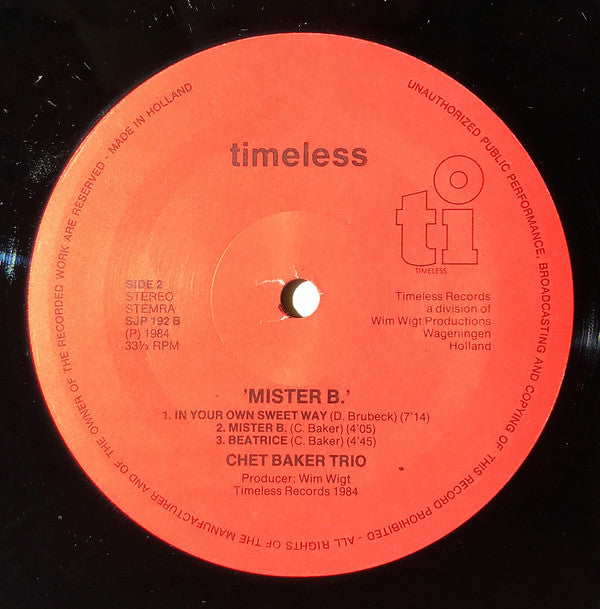 Chet Baker Trio ~ Mr. B. (Vinyl) - Djungel & Jazz