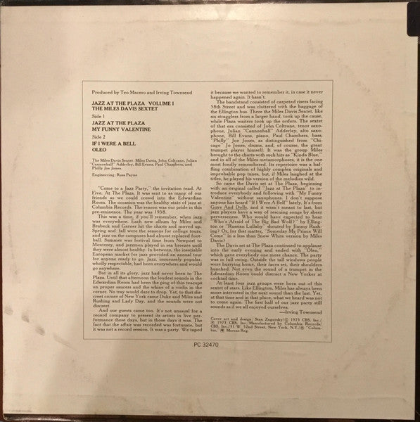 The Miles Davis Sextet ~ Jazz At The Plaza Vol. 1 (Vinyl) - Djungel & Jazz