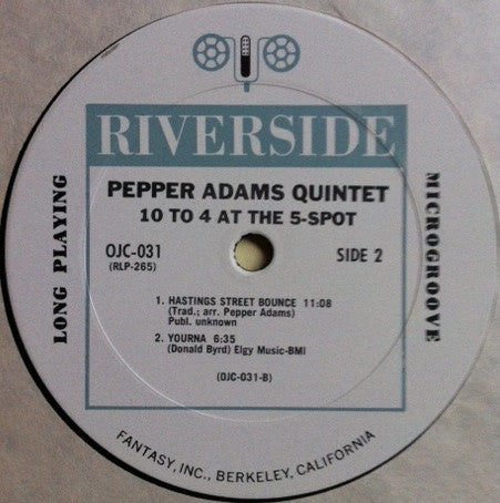 Pepper Adams Quintet : 10 To 4 At The 5-Spot (LP, Album, RE)