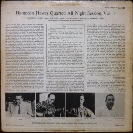 Hampton Hawes Quartet ~ All Night Session, Vol. 1 (Vinyl) - Djungel & Jazz