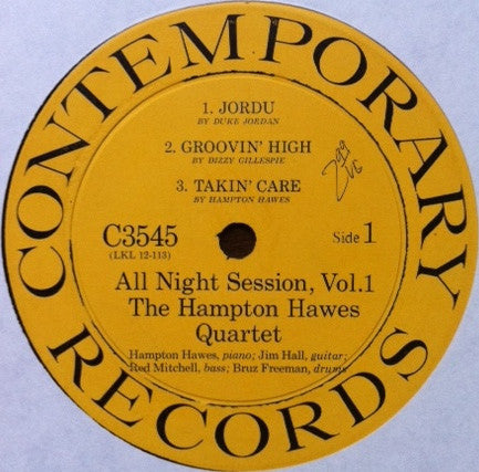 Hampton Hawes Quartet ~ All Night Session, Vol. 1 (Vinyl) - Djungel & Jazz