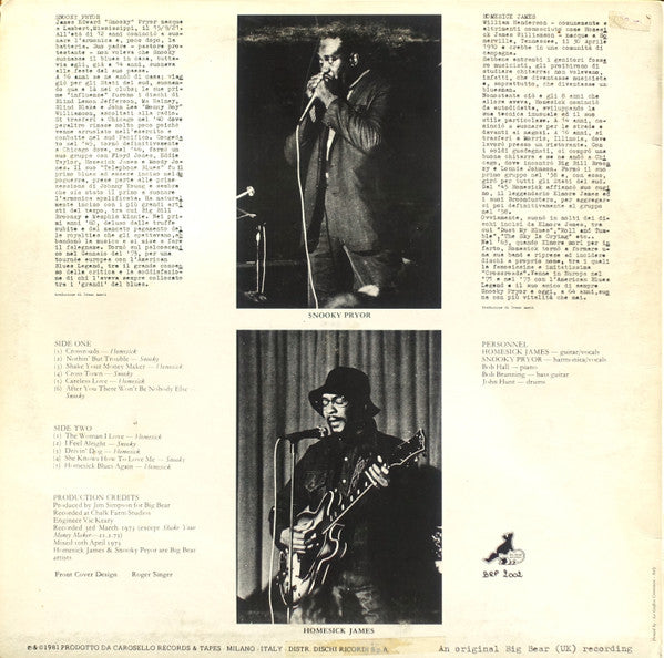 Homesick James & Snooky Pryor : Homesick James & Snooky Pryor (LP, Album, RE)