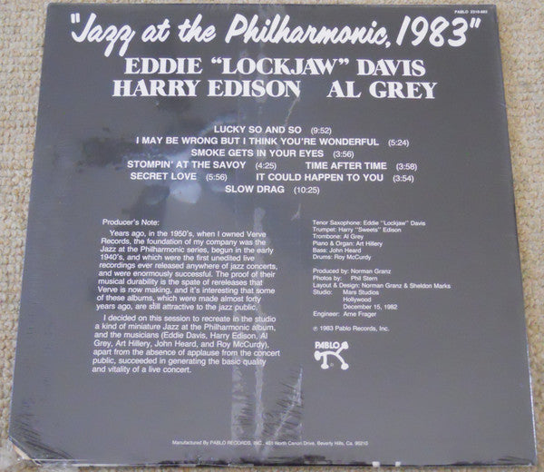 Eddie "Lockjaw" Davis ~ Jazz At The Philharmonic, 1983 (Vinyl) - Djungel & Jazz
