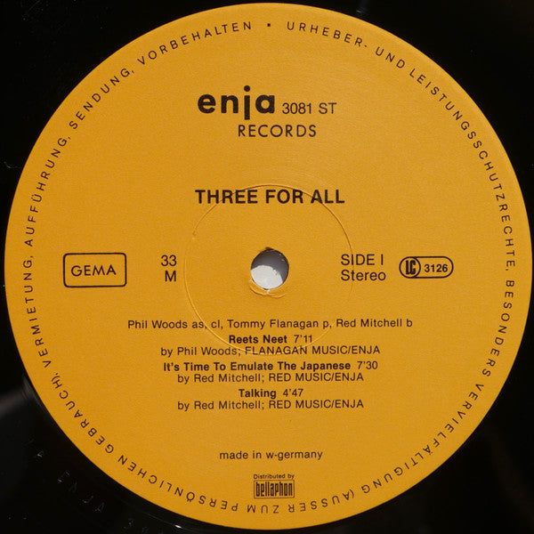 Phil Woods / Tommy Flanagan / Red Mitchell ~ Three For All (Vinyl) - Djungel & Jazz