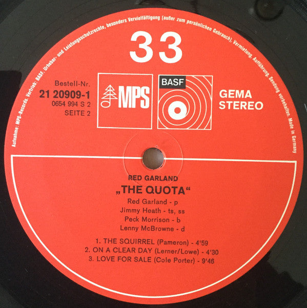 Red Garland ~ The Quota (Vinyl) - Djungel & Jazz