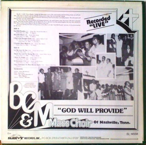 B. C. & M. Mass Choir ~ God Will Provide (Vinyl) - Djungel & Jazz