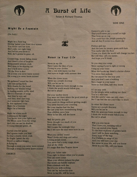 Susan & Richard Thomas : A Burst Of Life (LP)