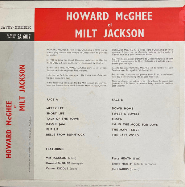 Howard McGhee - Milt Jackson ~ Howard McGhee Et Milt Jackson (Vinyl) - Djungel & Jazz