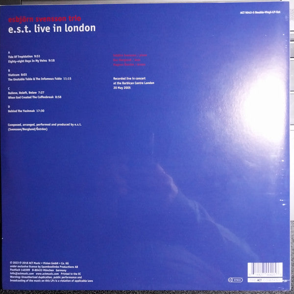 Esbjörn Svensson Trio ~ E.S.T. Live In London (Vinyl) - Djungel & Jazz