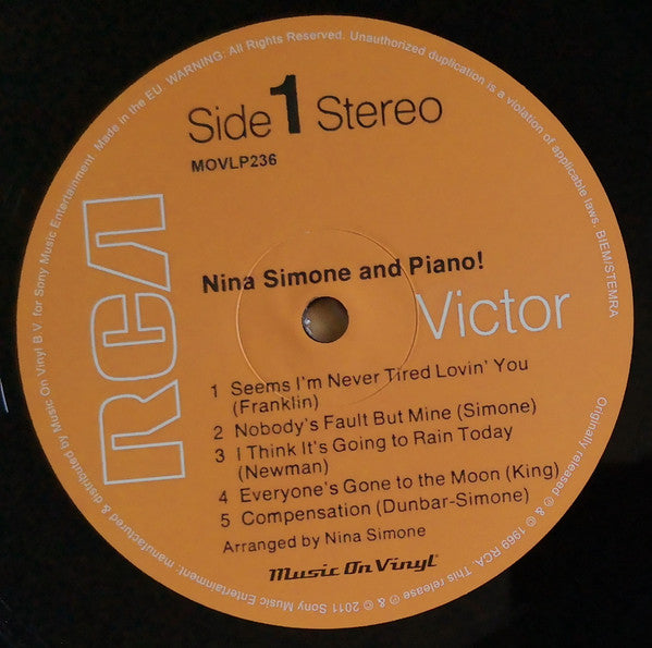 Nina Simone ~ Nina Simone And Piano! (Vinyl) - Djungel & Jazz
