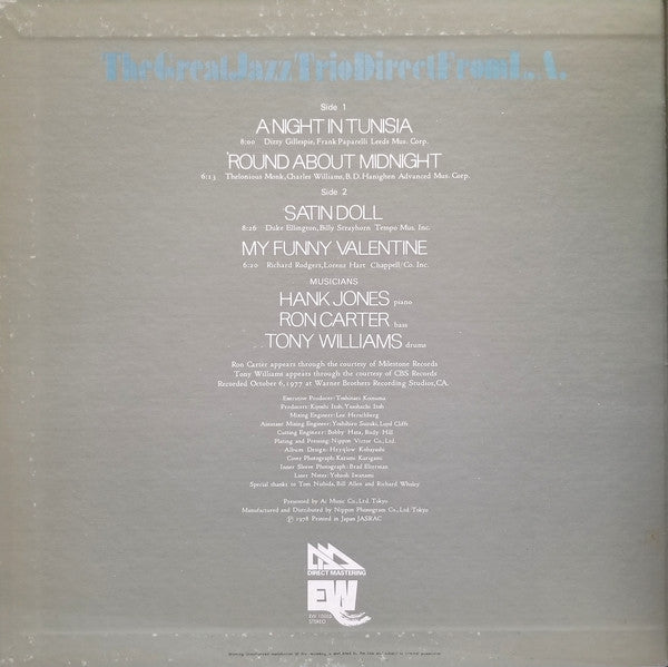 The Great Jazz Trio ~ The Great Jazz Trio Direct From L.A. (Vinyl) - Djungel & Jazz