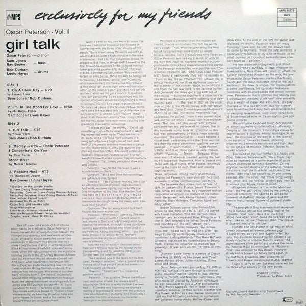 Oscar Peterson ~ Girl Talk (Vinyl) - Djungel & Jazz