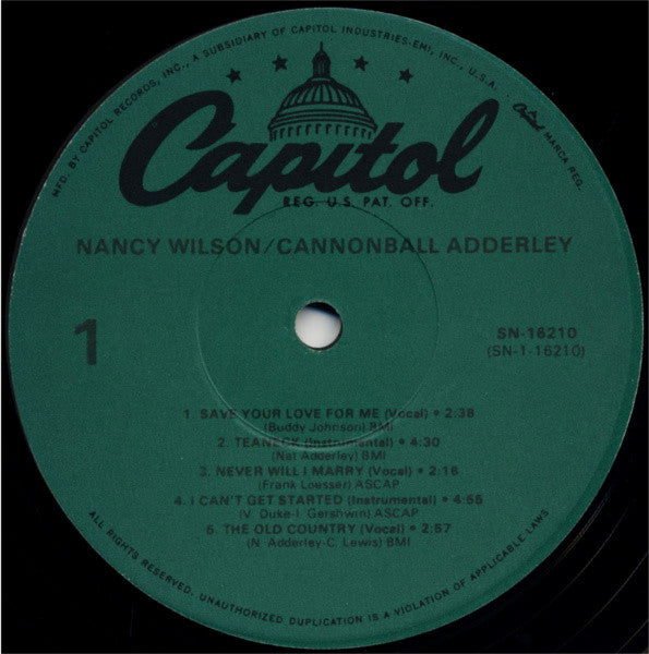 Nancy Wilson / Cannonball Adderley : Nancy Wilson / Cannonball Adderley (LP, Album, RE)