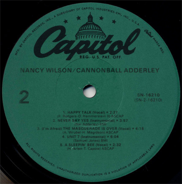 Nancy Wilson / Cannonball Adderley : Nancy Wilson / Cannonball Adderley (LP, Album, RE)