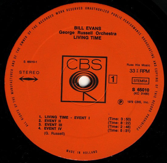 Bill Evans, George Russell Orchestra ~ Living Time (Vinyl) - Djungel & Jazz