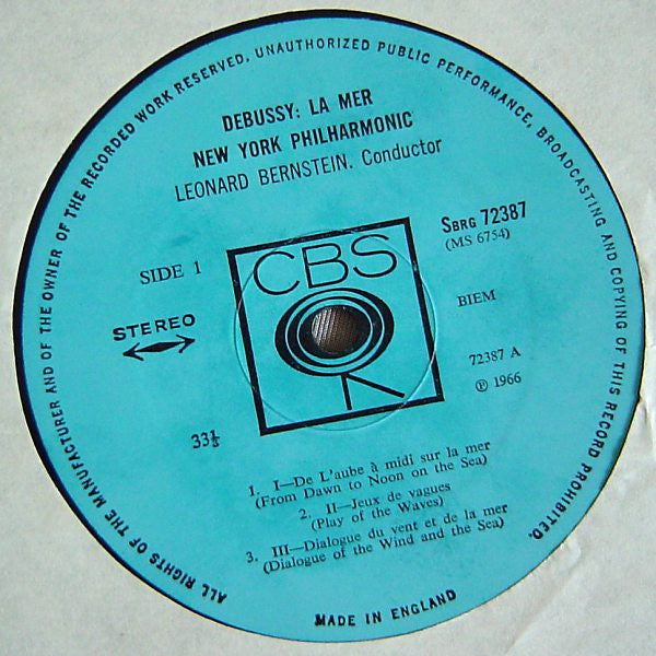 Debussy / Ravel - Leonard Bernstein, New York Philharmonic ~ La Mer / Afternoon Of A Faun / Daphnis And Chloe Suite No. 2 (Vinyl) - Djungel & Jazz