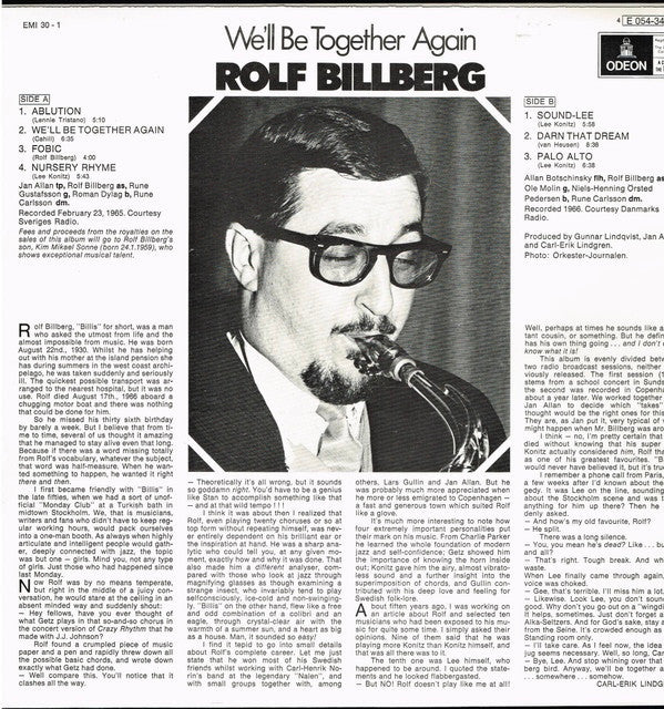 Rolf Billberg ~ We'll Be Together Again (Vinyl) - Djungel & Jazz