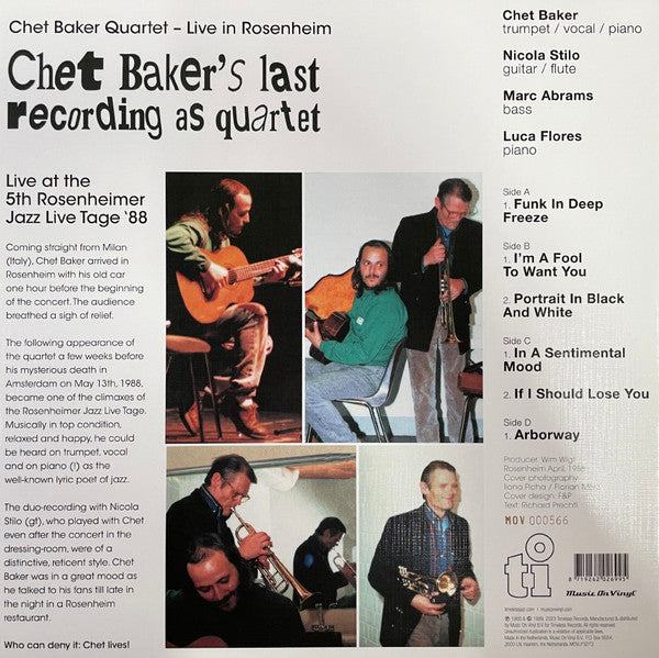 Chet Baker ~ Chet Baker's Last Recording As Quartet (Vinyl) - Djungel & Jazz