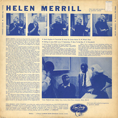 Helen Merrill : Helen Merrill (LP, Album, Mono)