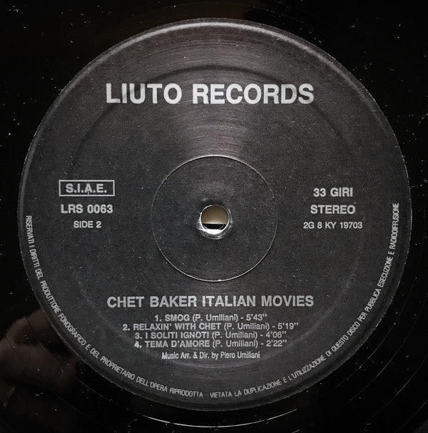Chet Baker - Piero Umiliani : Italian Movies (LP)