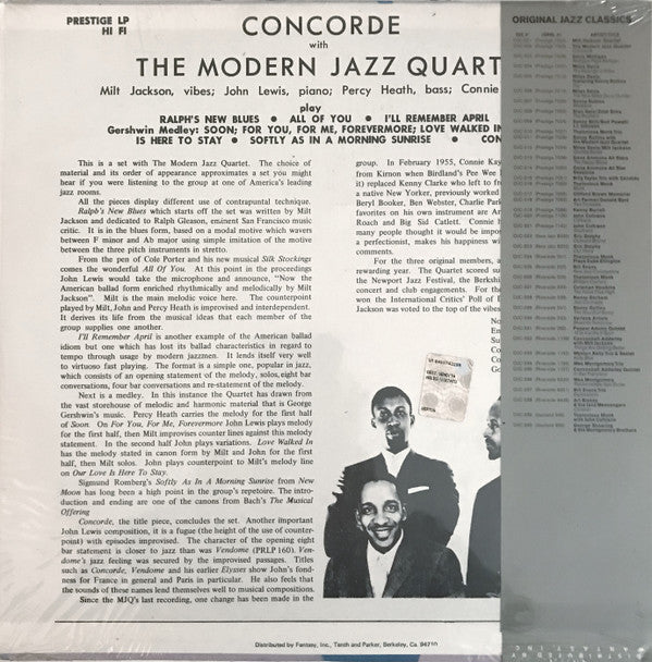 The Modern Jazz Quartet ~ Concorde (Vinyl) - Djungel & Jazz