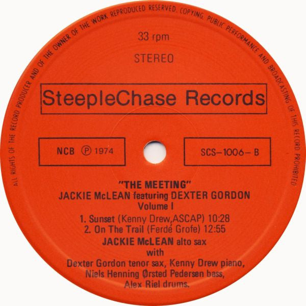Jackie McLean Featuring Dexter Gordon ~ The Meeting Vol. 1 (Vinyl) - Djungel & Jazz