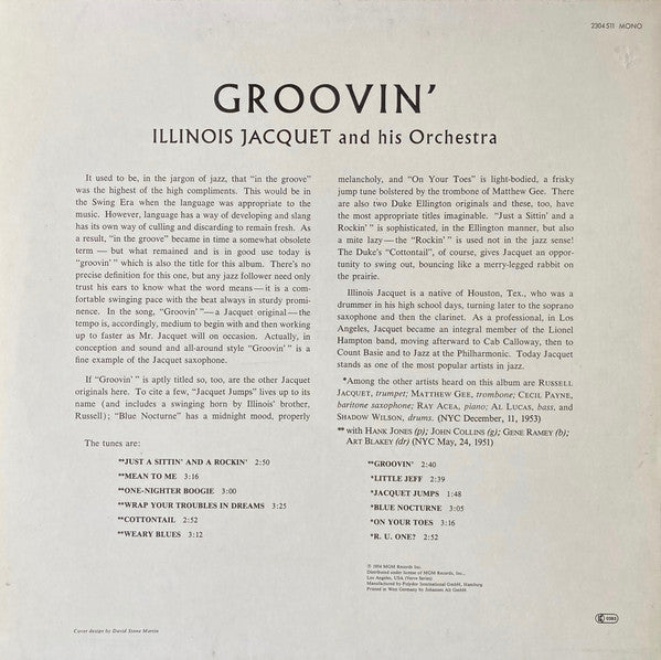 Illinois Jacquet And His Orchestra ~ Groovin' With Jacquet (Vinyl) - Djungel & Jazz