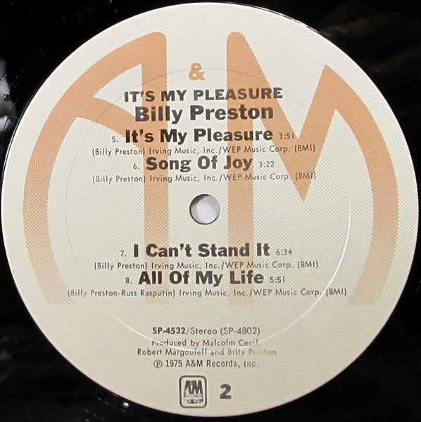 Billy Preston ~ It's My Pleasure (Vinyl) - Djungel & Jazz