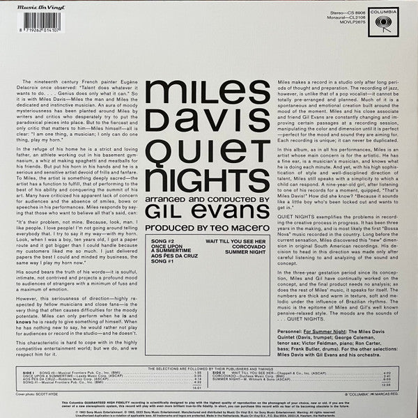 Miles Davis ~ Quiet Nights (Vinyl) - Djungel & Jazz