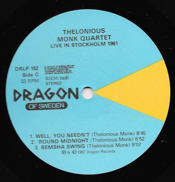 The Thelonious Monk Quartet ~ Live In Stockholm 1961 (Vinyl) - Djungel & Jazz