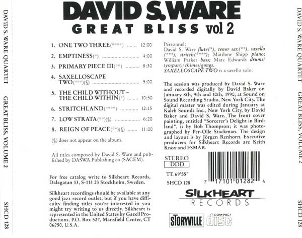 David S. Ware Quartet ~ Great Bliss Volume 2 (Vinyl) - Djungel & Jazz