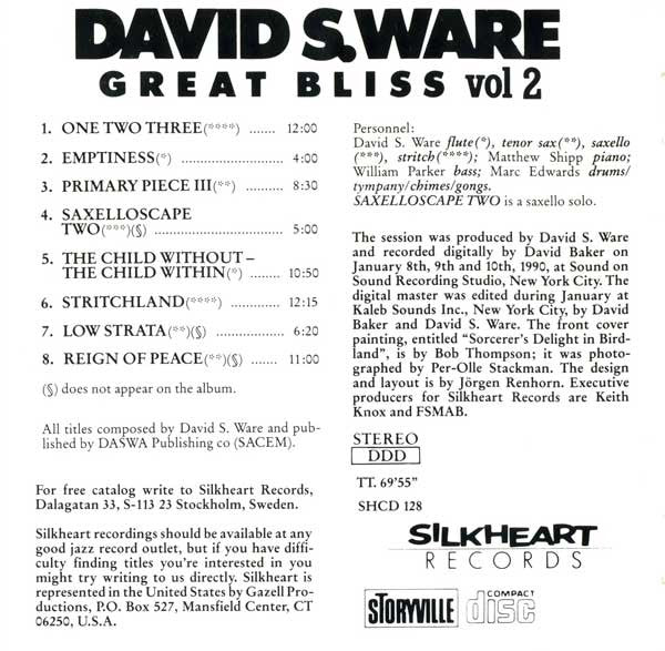 David S. Ware Quartet ~ Great Bliss Volume 2 (Vinyl) - Djungel & Jazz