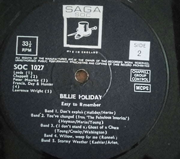 Billie Holiday : Easy To Remember  (LP, Mono)