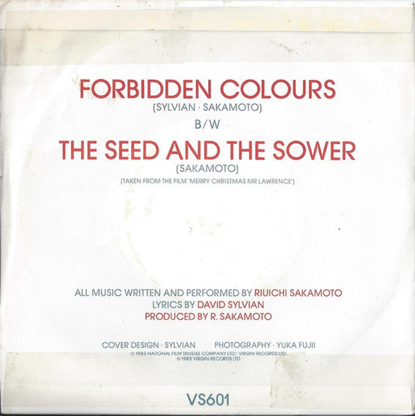 David Sylvian Riuichi Sakamoto* : Forbidden Colours (7", Single, Tow)