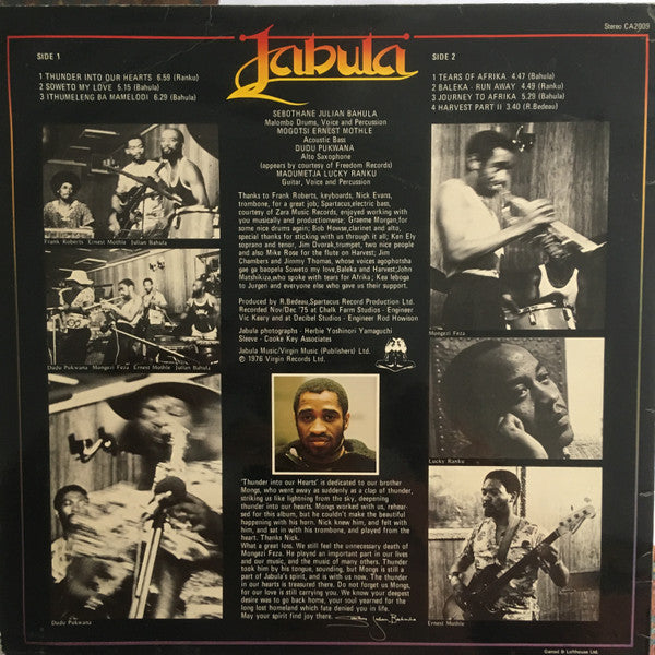 Jabula ~ Thunder Into Our Hearts (Vinyl) - Djungel & Jazz