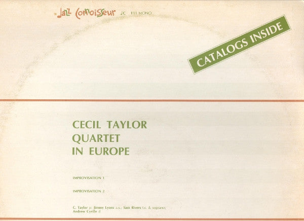 Cecil Taylor Quartet ~ In Europe (Vinyl) - Djungel & Jazz