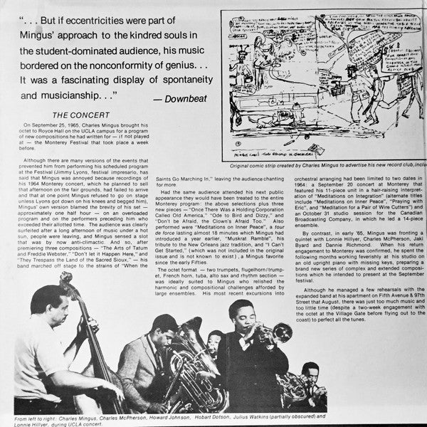 Charles Mingus ~ Music Written For Monterey 1965, Not Heard, Played In Its Entirety At UCLA (Vinyl) - Djungel & Jazz