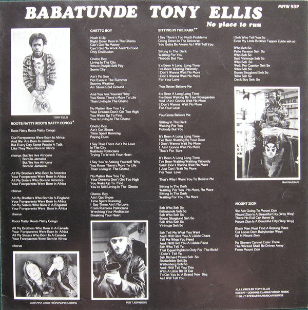 Babatunde Tony Ellis ~ No Place To Run (Vinyl) - Djungel & Jazz