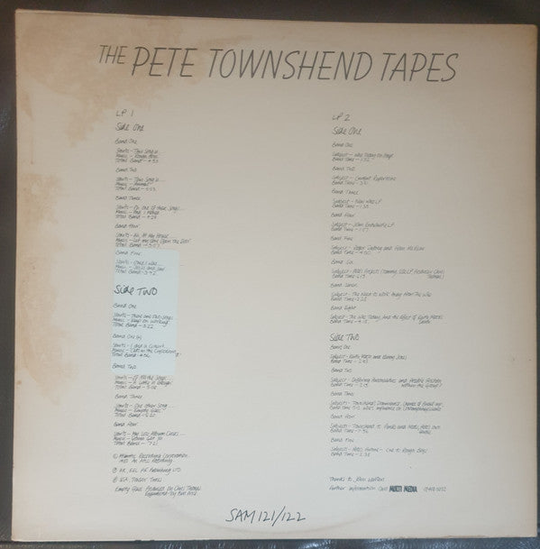 Pete Townshend ~ The Pete Townshend Tapes (Vinyl) - Djungel & Jazz