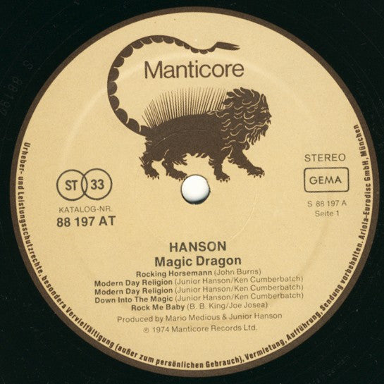 Hanson  ~ Magic Dragon (Vinyl) - Djungel & Jazz