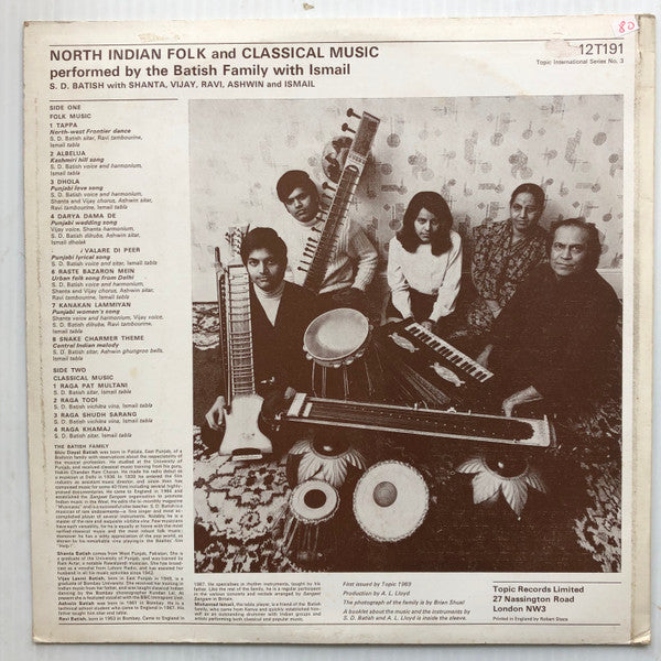 The Batish Family ~ North Indian Folk And Classical Music (Vinyl) - Djungel & Jazz