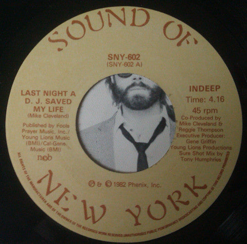 Indeep ~ Last Night A D.J. Saved My Life (Vinyl) - Djungel & Jazz