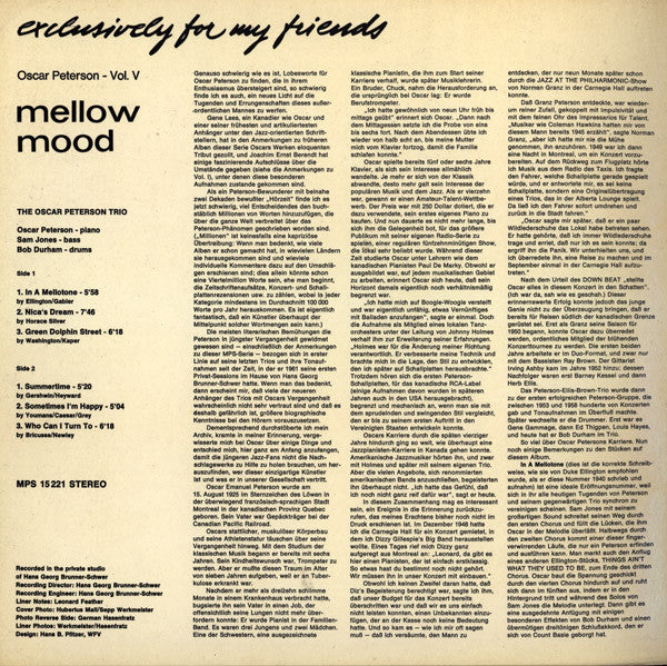 Oscar Peterson ~ Mellow Mood (Vinyl) - Djungel & Jazz