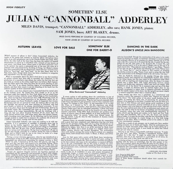 Cannonball Adderley ~ Somethin' Else (Vinyl) - Djungel & Jazz