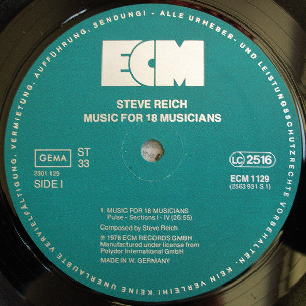 Steve Reich ~ Music For 18 Musicians (Vinyl) - Djungel & Jazz