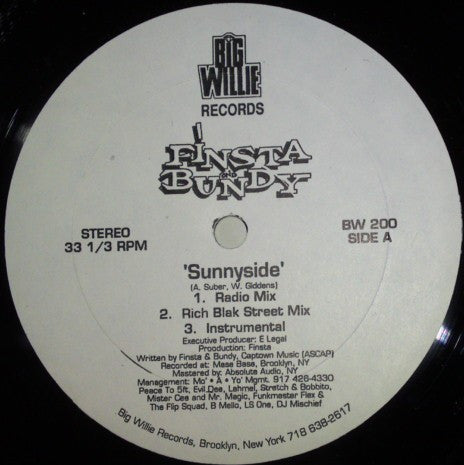 Finsta Bundy : Sunnyside / Spirit Of The Boogie (12")