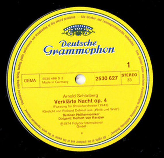 Arnold Schoenberg – Berliner Philharmoniker, Herbert von Karajan : Verklärte Nacht = Transfigured Night – Variationen Für Orchester Op 31 (LP)